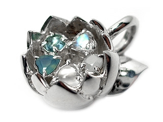 Lotus�uBlue�v�@�̉ԃf�U�C���̑��Εt���V���o�[�l�b�N�g�b�v