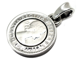 幸せの銀貨「６ペンスコイン」デザインのシルバーネックレストップ